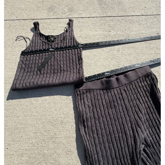 House of Harlow 1960 Cableknit Tank Flared Pants Twinset 2 Pc Set NWT LARGE #652 - Picture 2 of 10